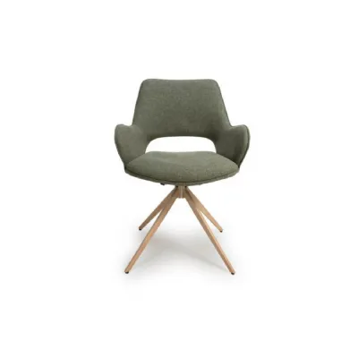 Easy Clean Sage Green Fabric 360 Degree Swivel Dining Chair