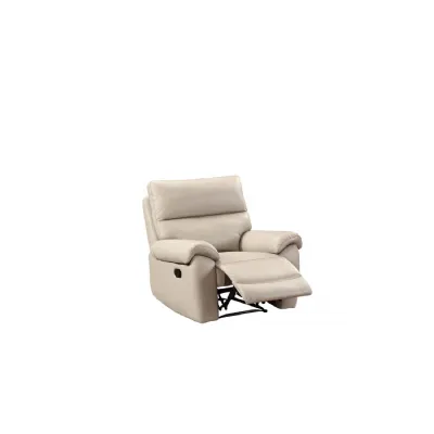 Chalk Leather Padded Manual Recliner Armchair