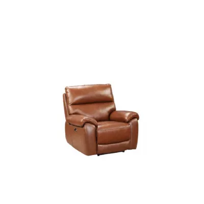 Brown Leather Padded Manual Recliner Armchair