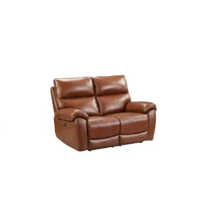 Modern Brown Leather 2 Seater Electric Power Recliner