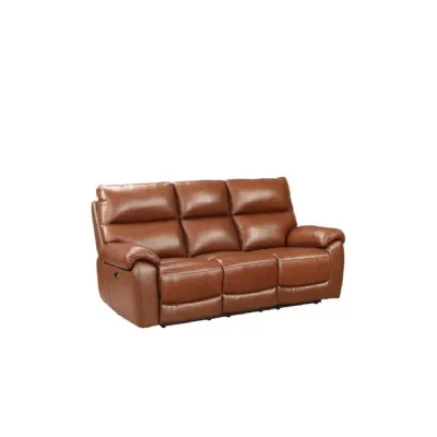 Brown Leather 3 Seater Electric Power Recliner Sofa