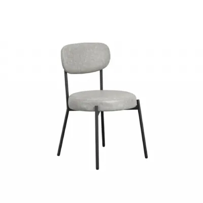 Graphite Grey Leather Dining Chair Black Metal Legs