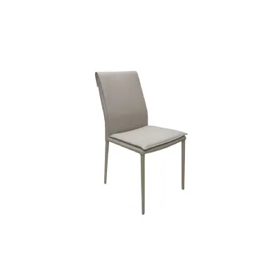 Mocha Plain Leather Dining Chair with Tapered Legs