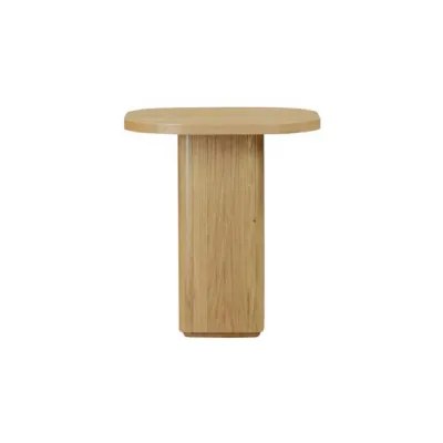 Natural Wooden Top Solid Base Small Side Table