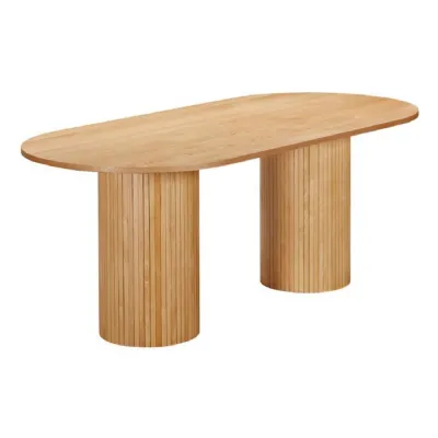 Oak Top Solid Base Large Oval 200cm Dining Table