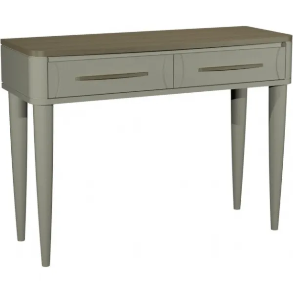 Grey 2 Drawer Console Table Scandi Oak Top And Handles