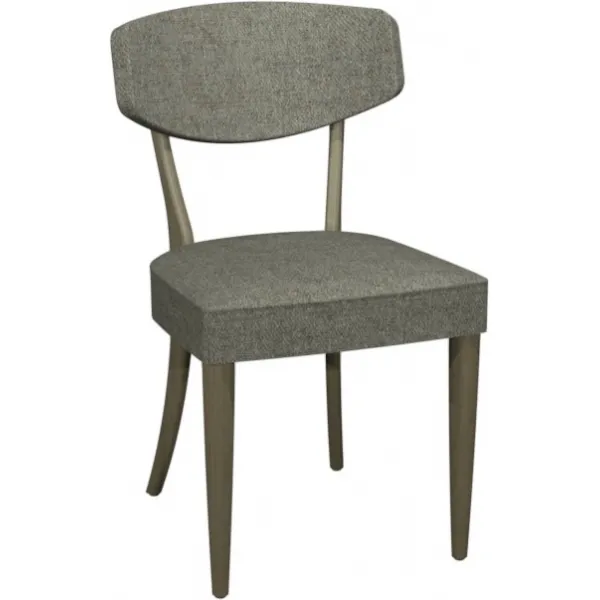 Grey Fabric Carved Back Dining Chair Oak Frame