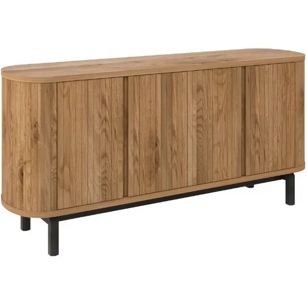 Rustic Oak Wide Sideboard Peppercorn Black Legs