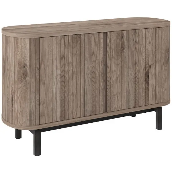 Grey Oiled Oak Narrow Sideboard Peppercorn Black Legs