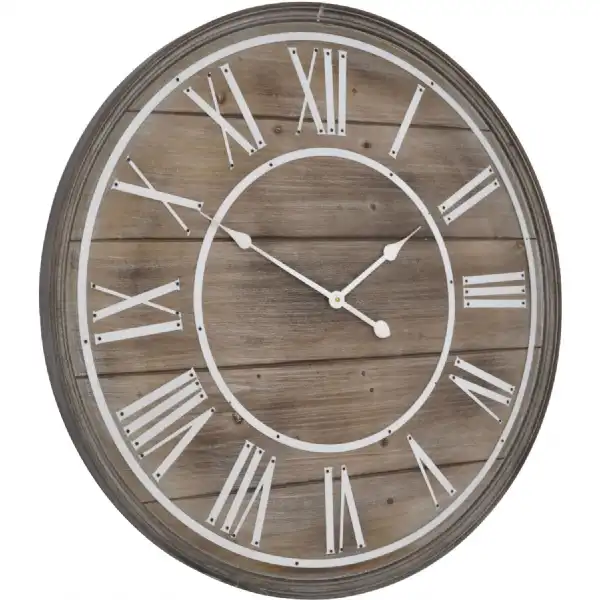 Bleach Wooden Round Wall Clock With Acrylic Roman Numerals