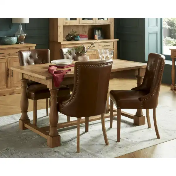 Scoop Chair Oak Leather Dining Chair set of 4 - Furniture on Main