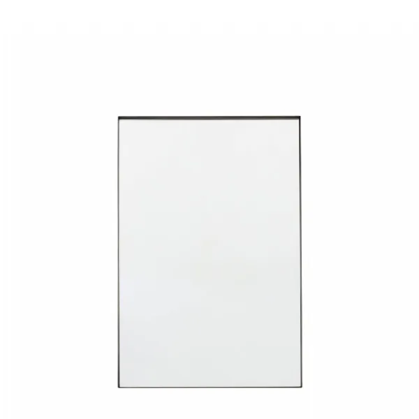 Black Metal Framed Plain Rectangular Wall Mirror