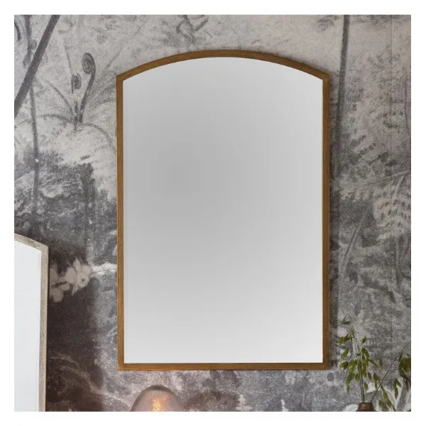 Large Antique Gold Framed Arched Top Wall Mirror