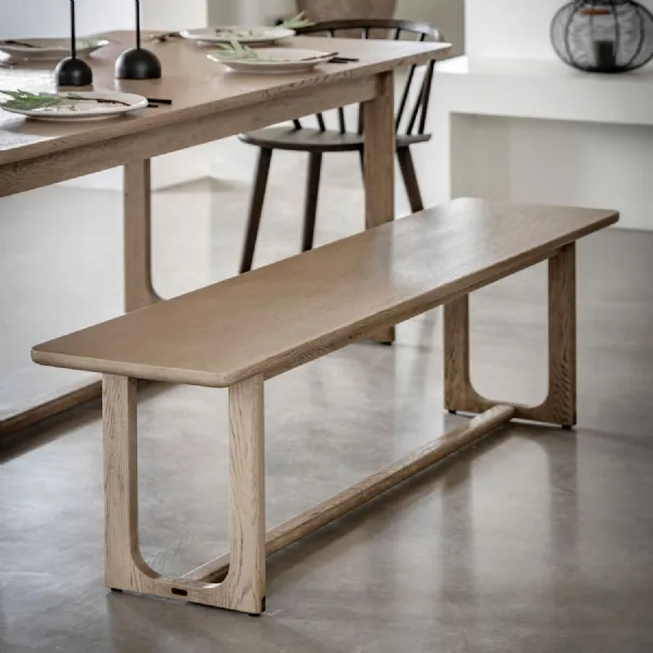 Smoked Oak Large 165cm Kitchen Dining Table Bench