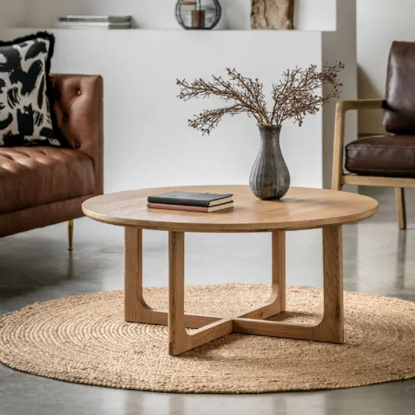 Natural Oak Large Round Coffee Table