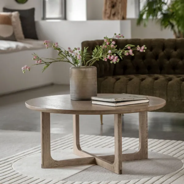 Smoked Oak Large Round Coffee Table