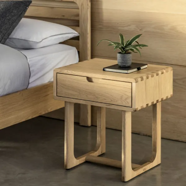 Natural Oak Wood 1 Drawer Small Bedside Cabinet