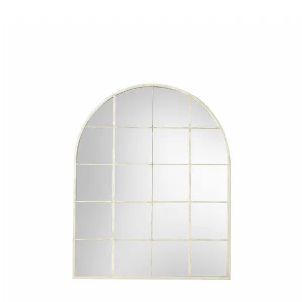 Arched Window Pane White Metal Frame Wall Mirror
