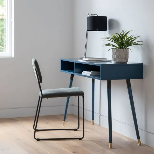 Dark Blue Home Office Console Table Desk with Shelf