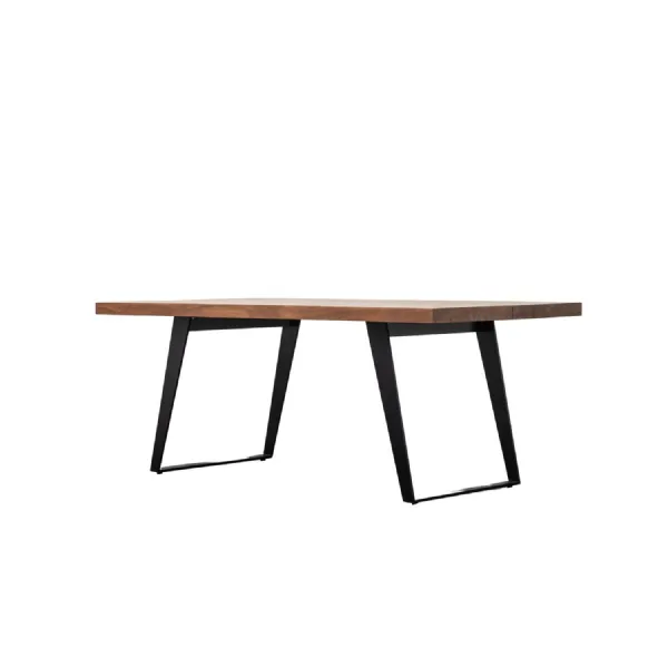 Wooden Top Large 180cm Dining Table Black Metal Legs