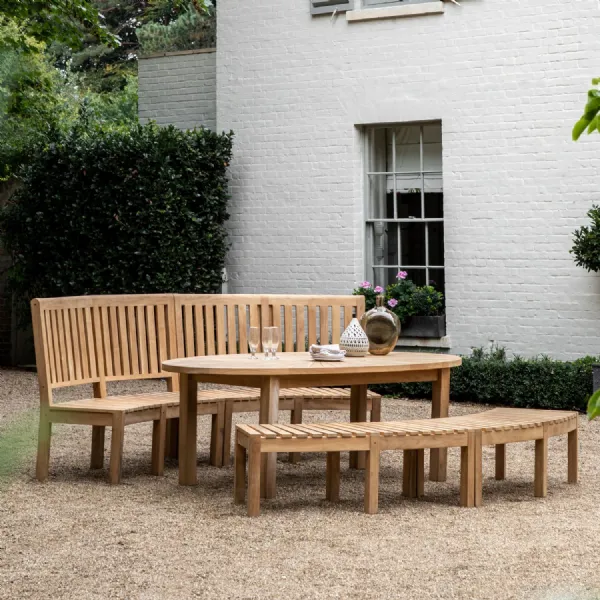 Wooden Extra Large Oval Outdoor Dining Table with Lazy Susan