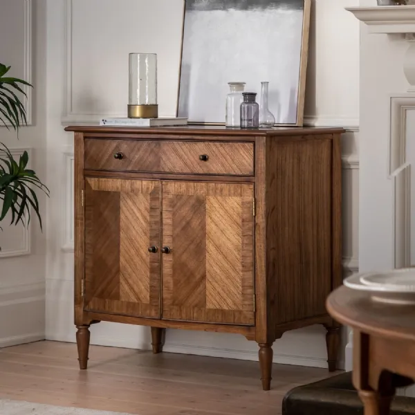 Traditional Classic Marquetry Mindi Wood Small Sideboard