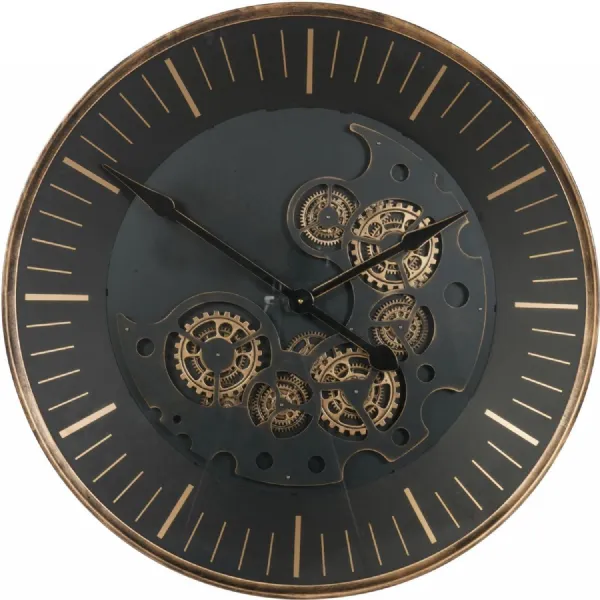 Industrial Black Metal Round Moving Dials Wall Clock 80cm