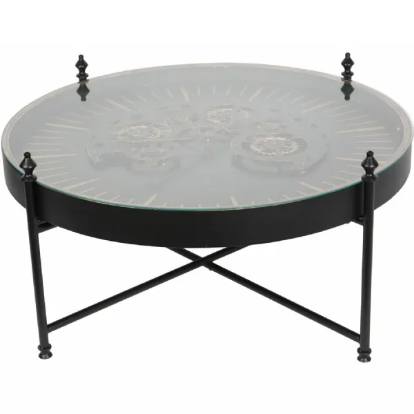 Palladium Coffee Clock Table with Moving Dials Black Gold