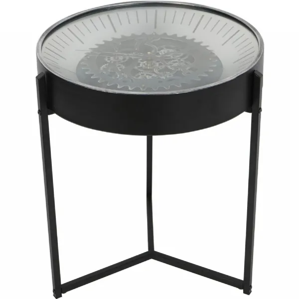 Palladium Side Table Clock with Moving Dials Black Nickel