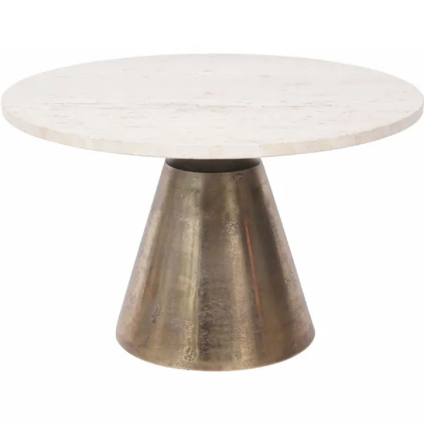 Marble Top Antique Brass Round Coffee Table 60cm Diameter