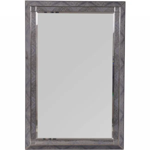 Mandala Style Smoked Rectangular Wall Mirror 60 x 90cm