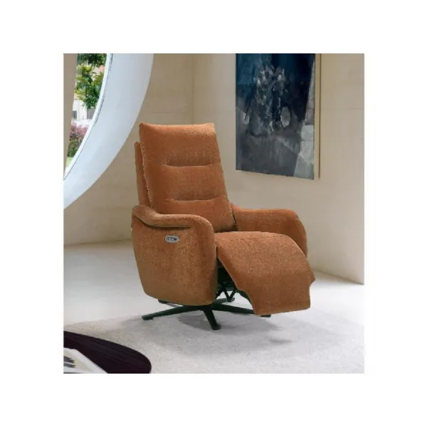 Cinnamon Fabric Pocket Sprung Swivel Power Recliner Armchair