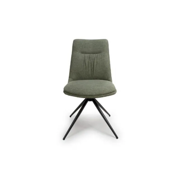 Green Easy Clean Fabric Swivel Dining Chair Black Metal Legs