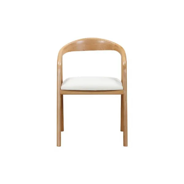 Oak Curved Back Dining Chair with Cream Padded Seat