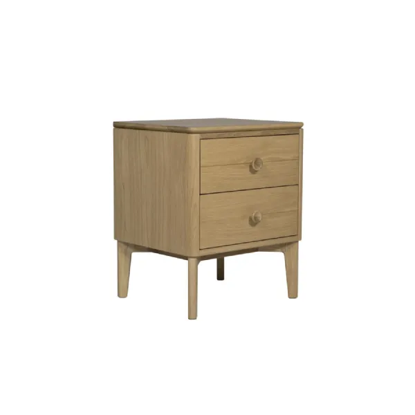 Natural Oak Wooden 2 Drawer Bedside Table Chest