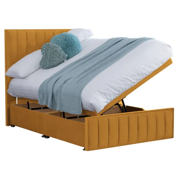 Mustard Harmony Hybrid Double Fabric Bed