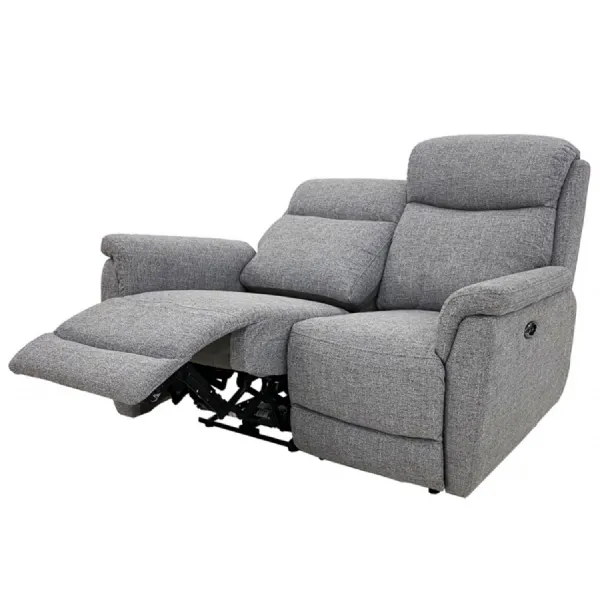 Grey Fabric 2 Seater Electric Recliner Sofa