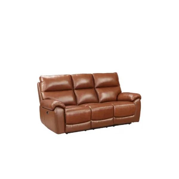 Brown Leather 3 Seater Electric Power Recliner Sofa