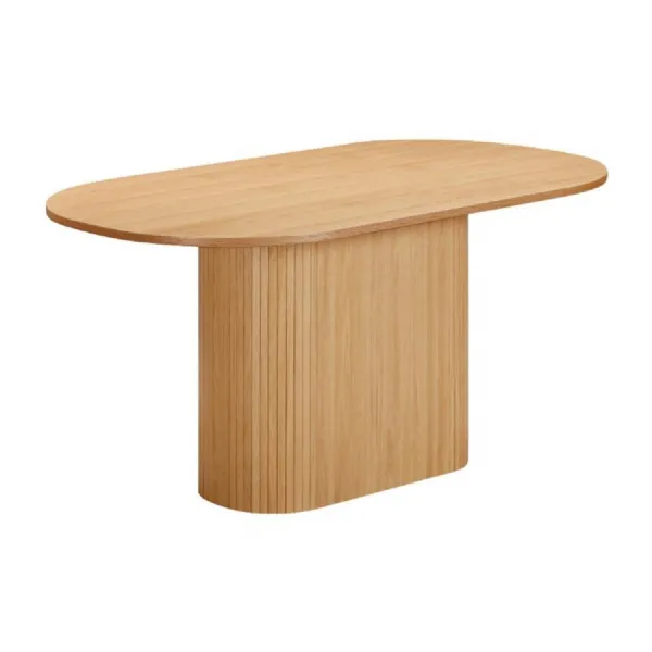 Oak Top Solid Base Oval 160cm Dining Table