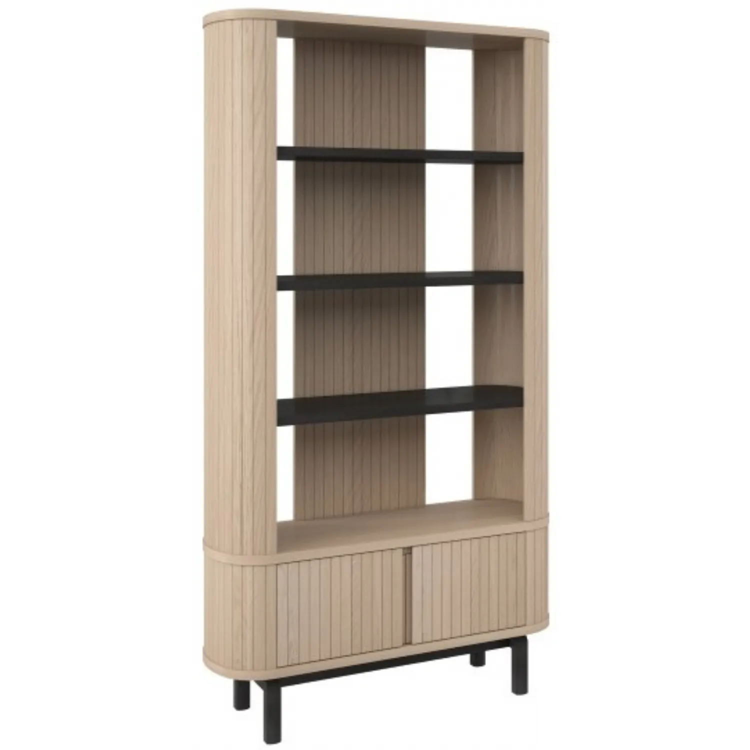 Light Oak And Peppercorn Open Display Shelving Unit