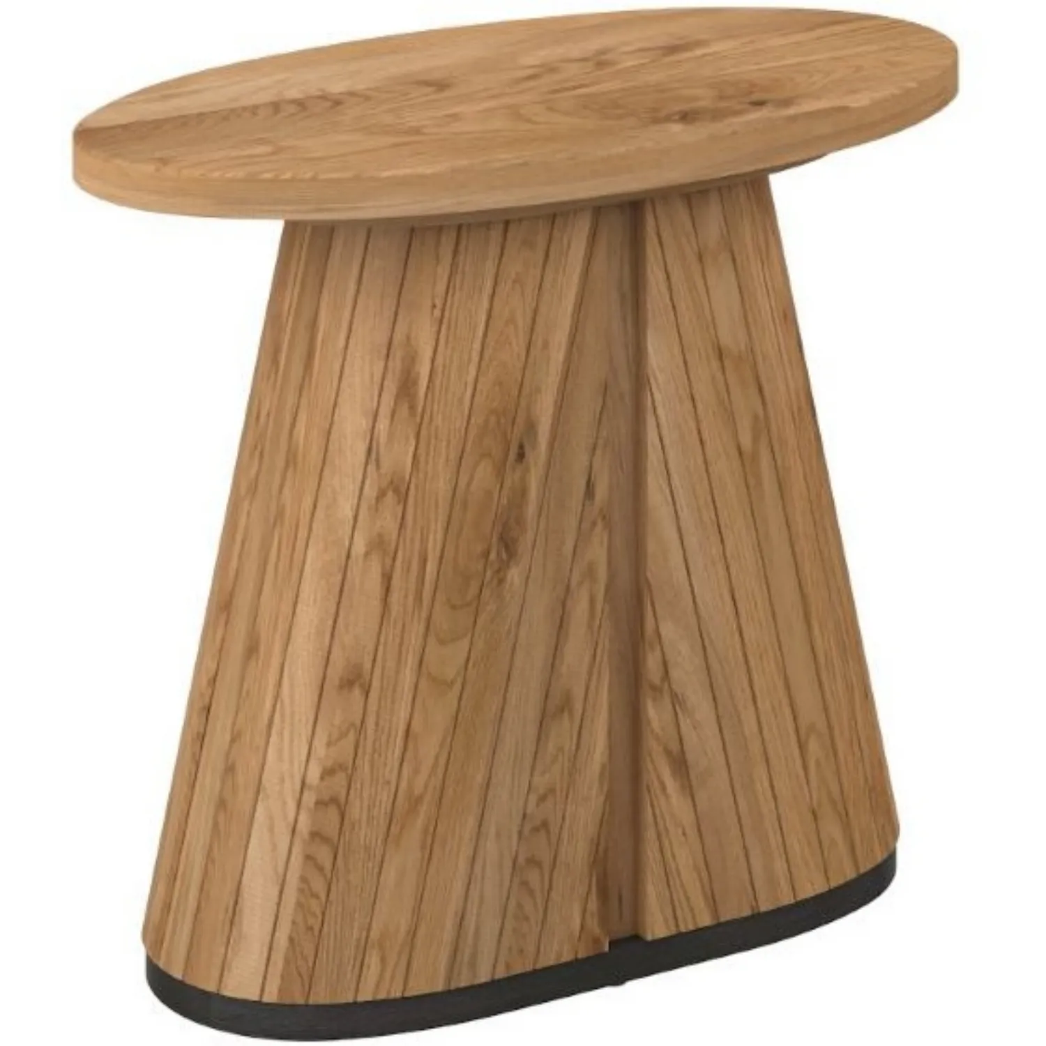 Rustic Oak Oval Lamp Table With Geometric Peppercorn Base