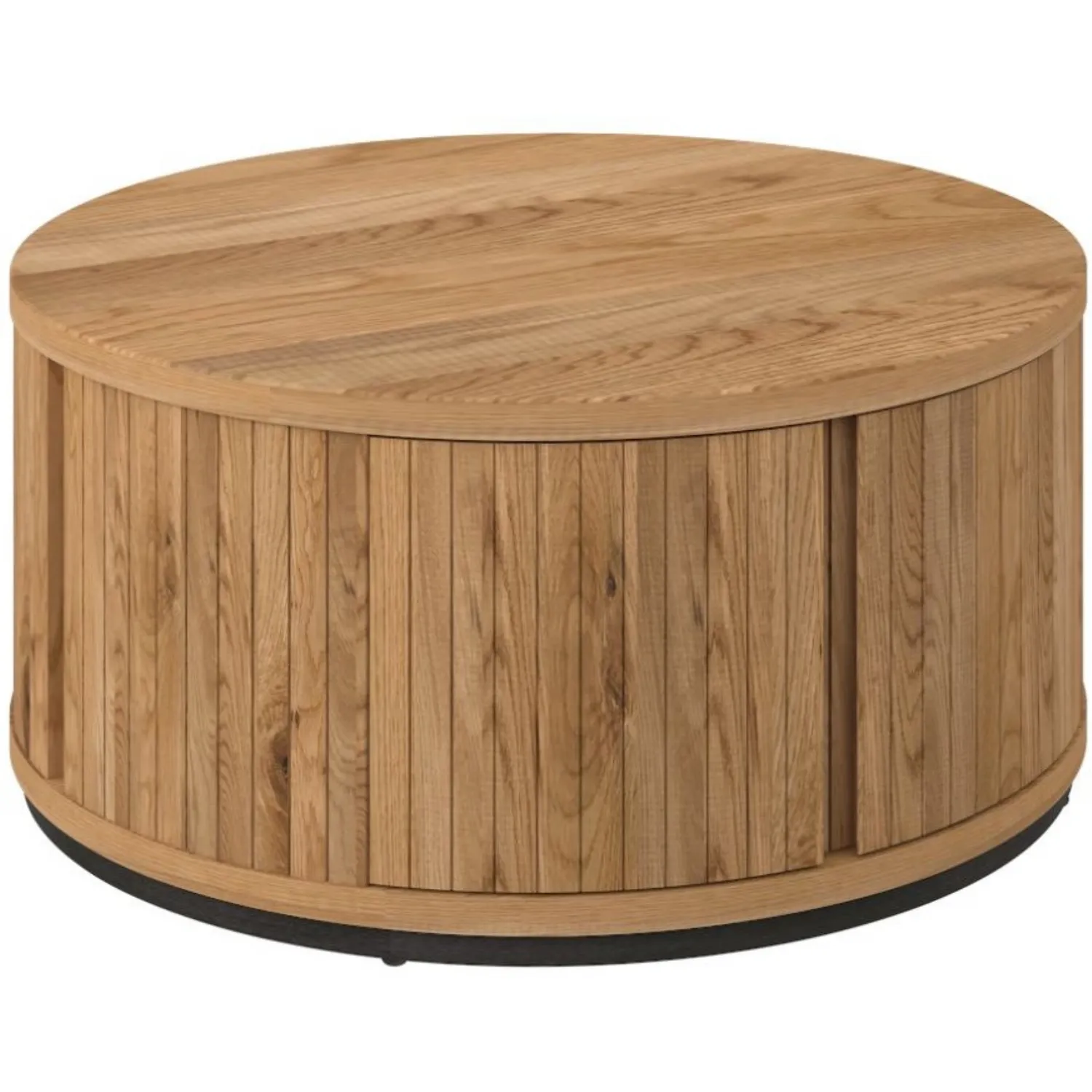 Rustic Oak Round Coffee Table Peppercorn Base