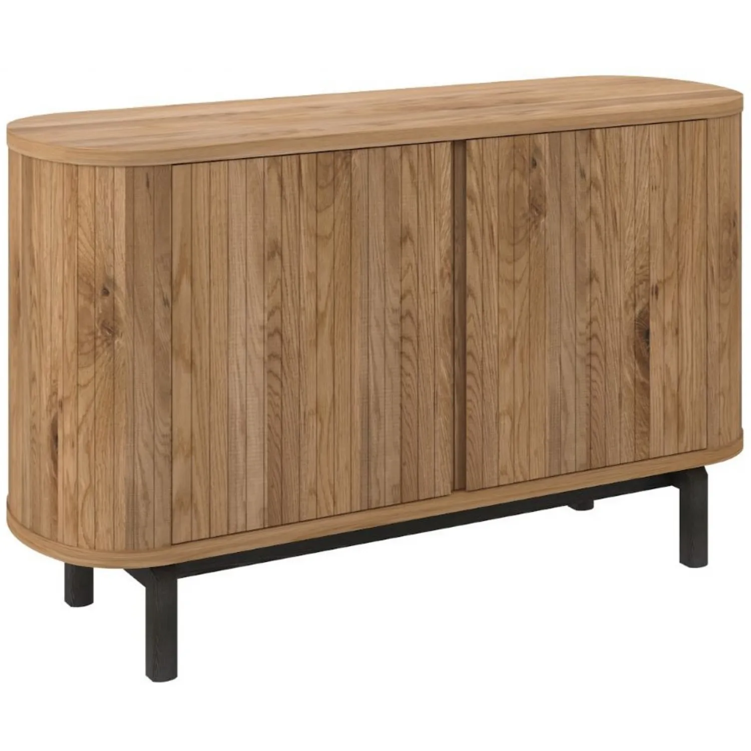 Rustic Oak Narrow Sideboard Peppercorn Black Legs