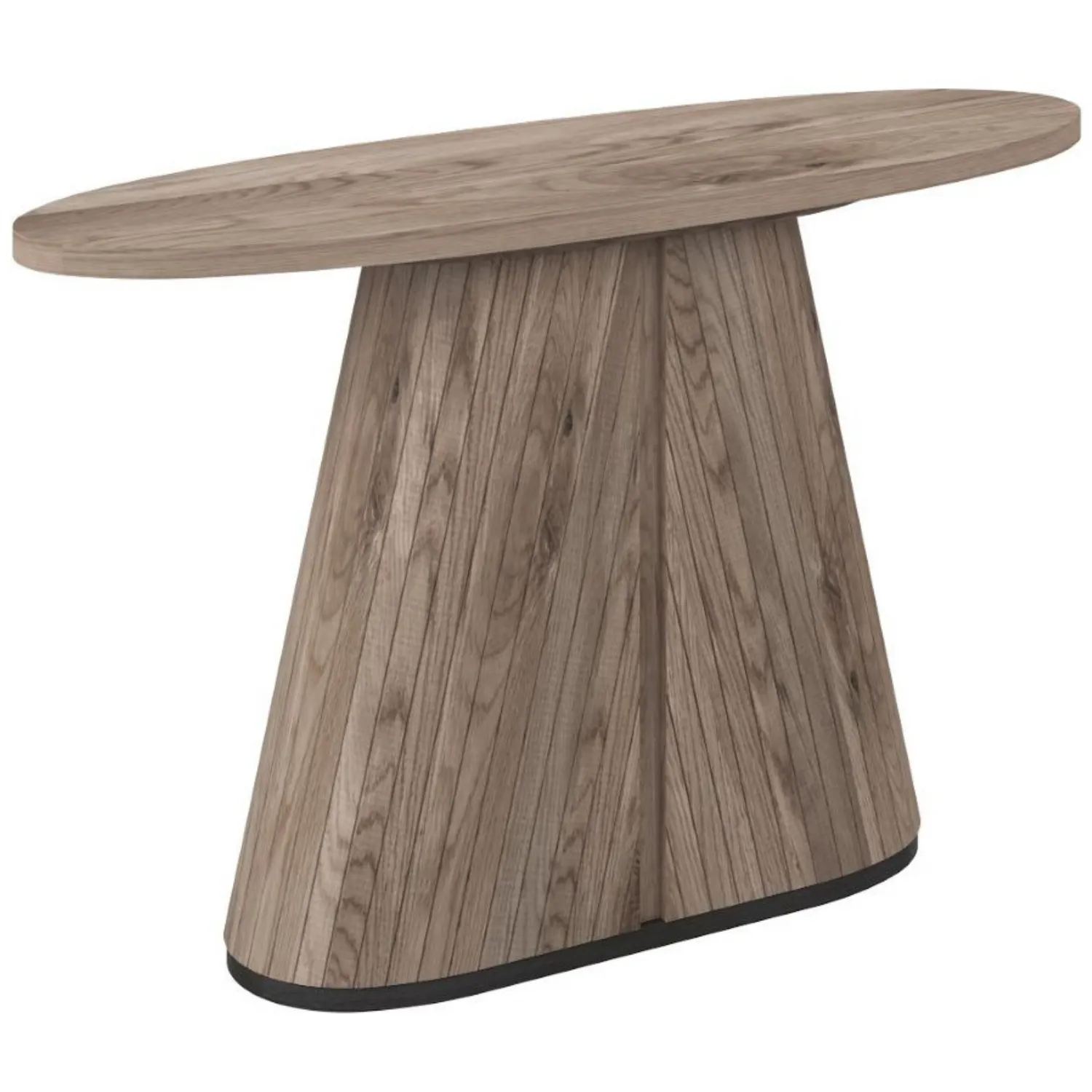 Grey Oiled Oak Oval Console Table With Peppercorn Legs