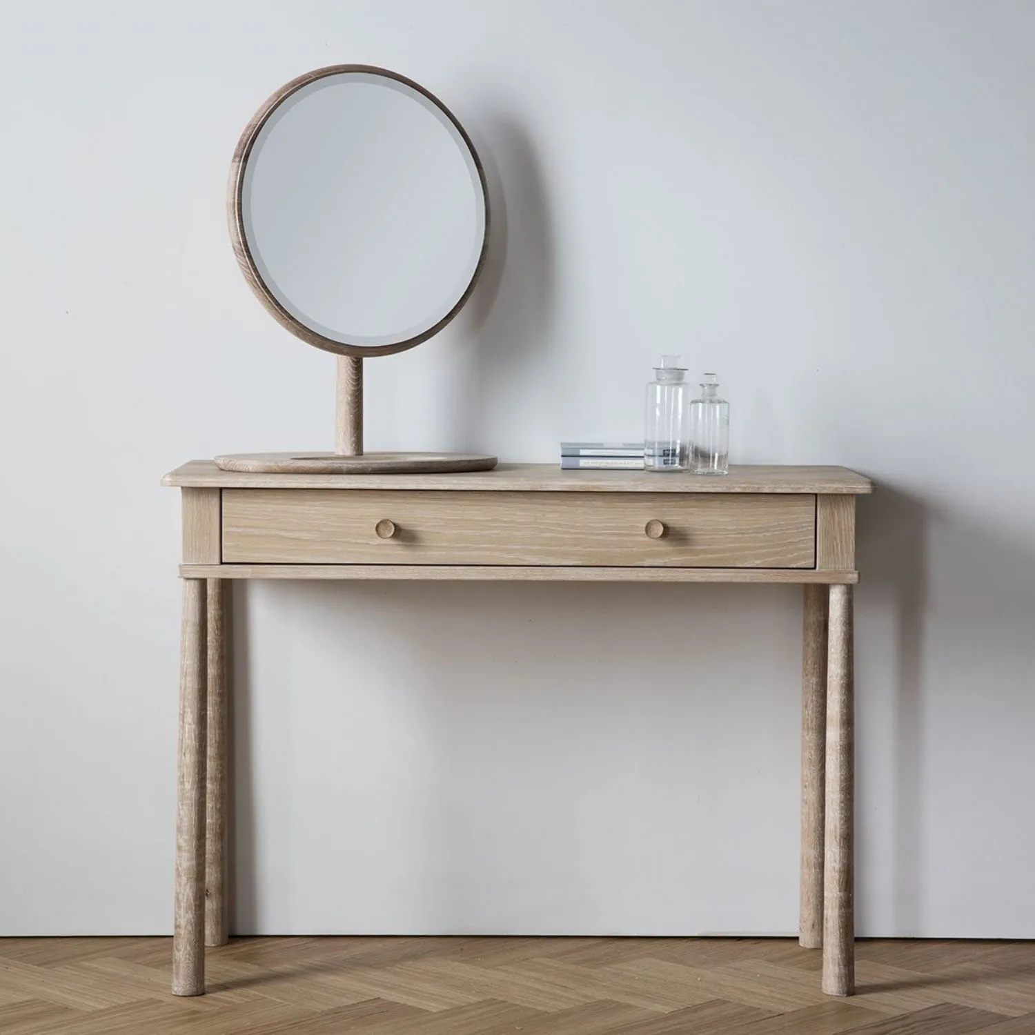 Small Nordic Oak 1 Drawer Dressing Table Desk 120cm Wide