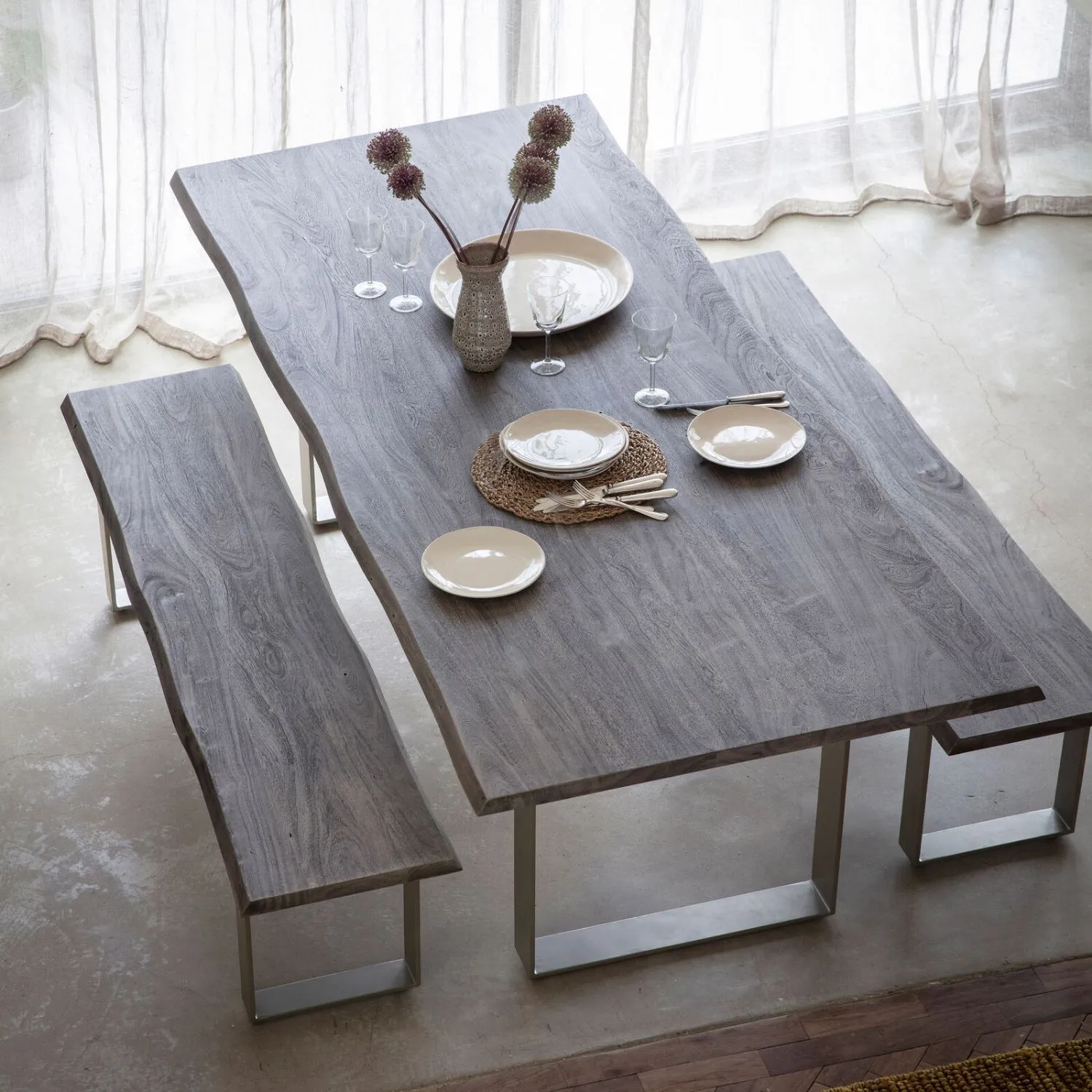 Rustic Grey Rectangular Extra Large Wooden Dining Table