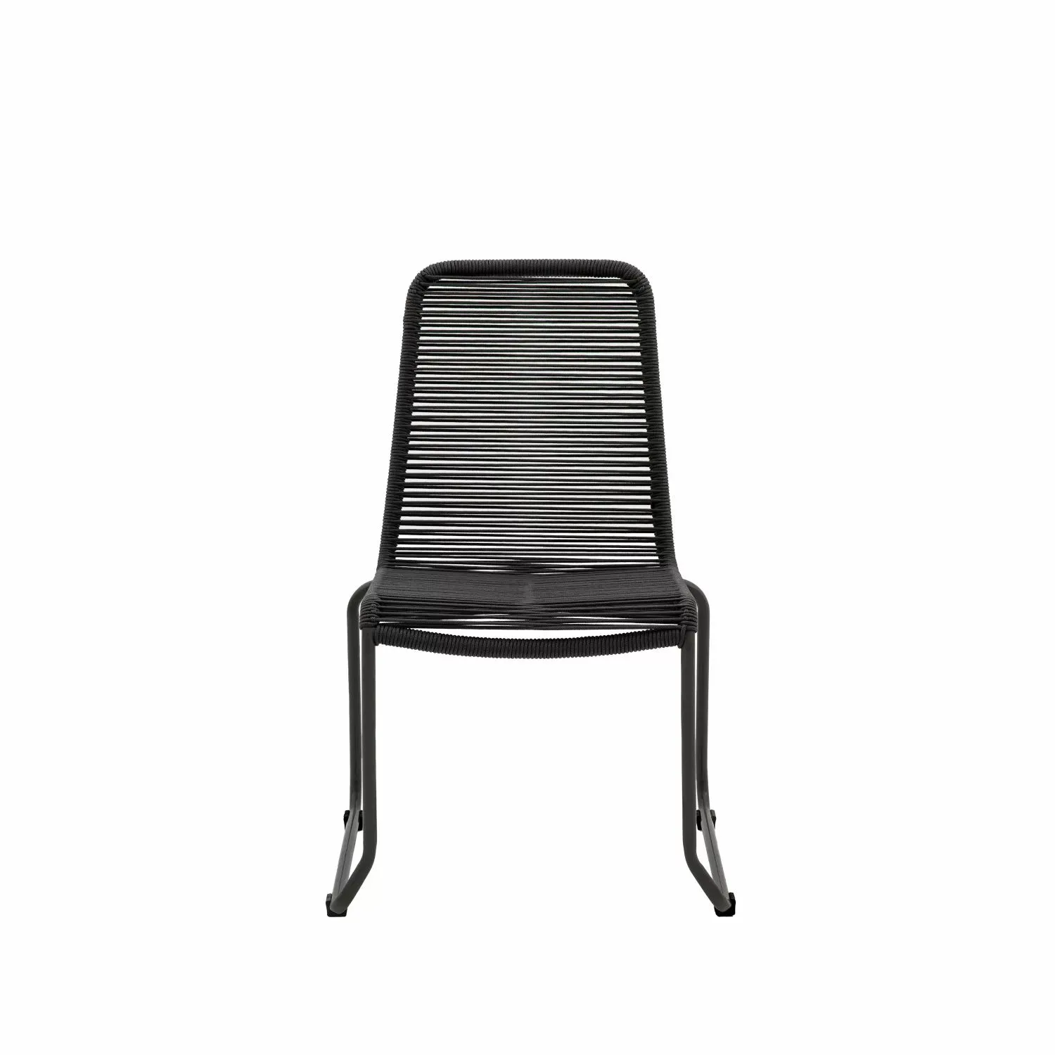 Farmhouse Metal Dining Chair Black Woven Rope Seat