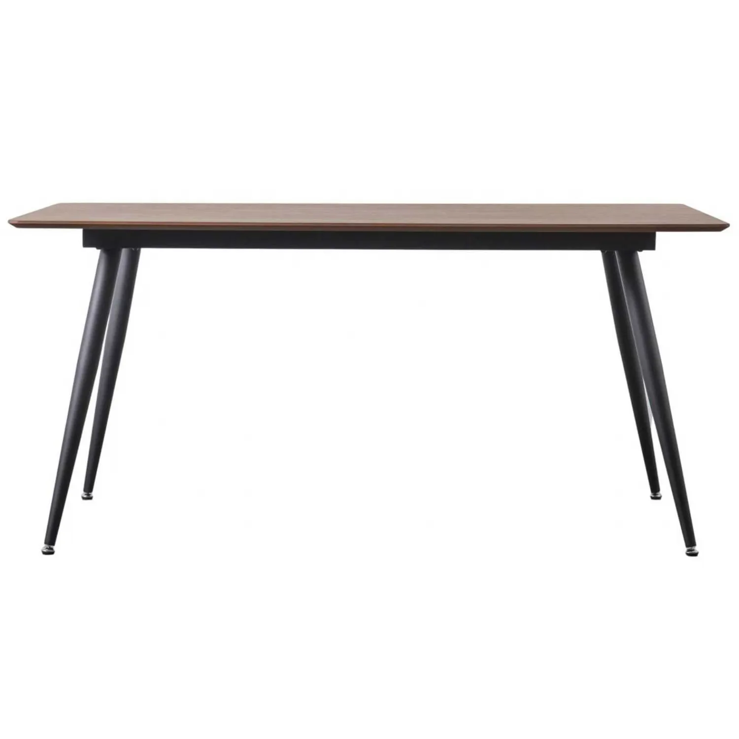 Walnut Top Dining Table 4 to 6 Seater Black Metal Legs