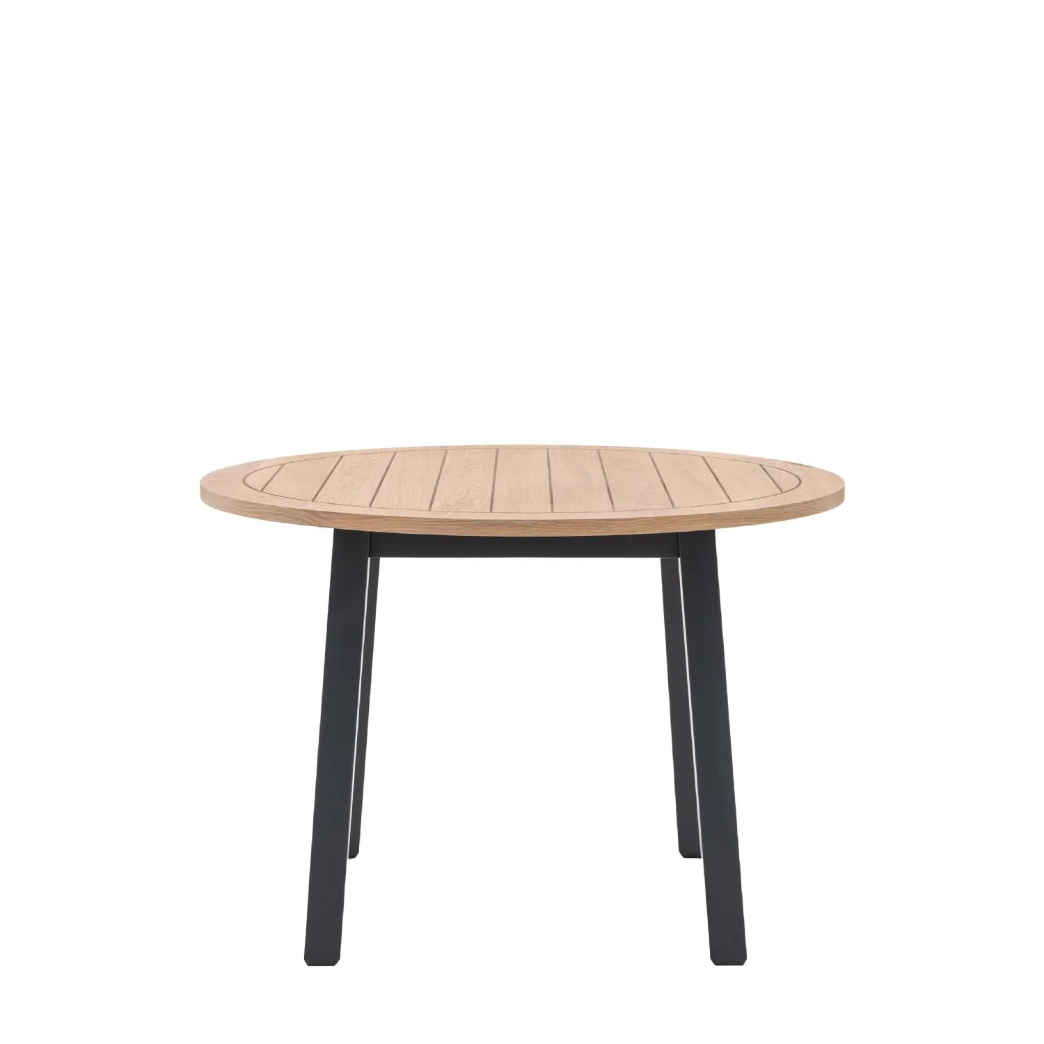 Dark Grey Painted Small Round Dining Table Planked Oak Top