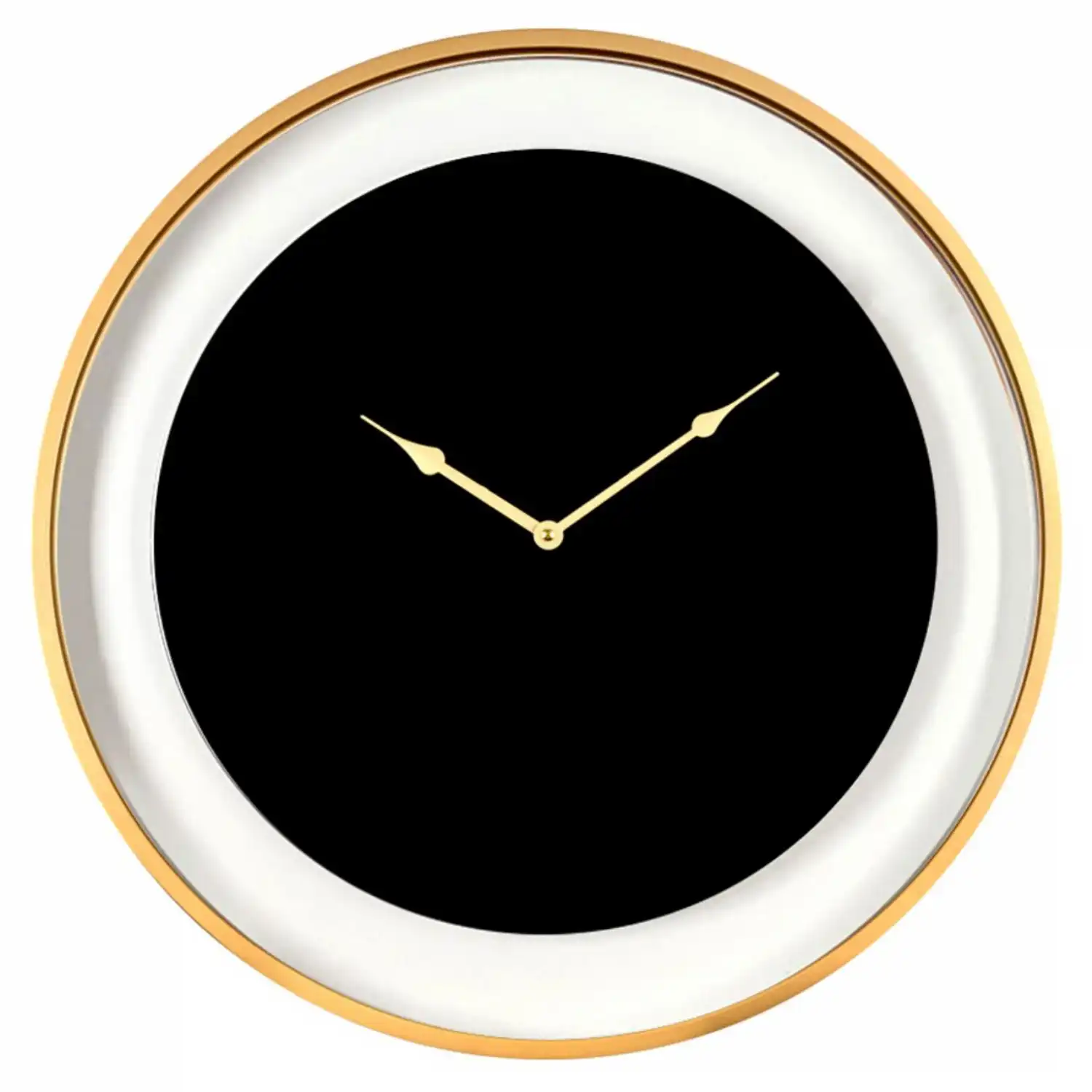 Black and Matt Gold Round Wall Clock